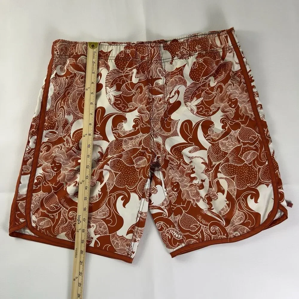 American Eagle Swim Trunks Men’s Brown Pattern‎ Board Shorts Tropical Beach Sz.M